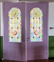 Portes intérieures modernes à double battant en verre et bois, isolation acoustique, taille personnalisée, look élégant pour chambre à coucher, appartement résidentiel