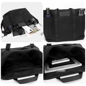 WePower Bolso Tote Minimalista de Gran Capacidad con Correa Ajustable, Bolso Cruzado Unisex para Viajes y Desplazamientos, Color Negro Sólido - Product Image 1