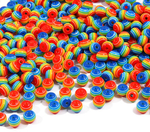 Nuevas Cuentas Redondas de Resina de 20mm, 200 Piezas, Color Morado, Negro y Naranja, con Diseño de Rayas de Goma de Mascar, para Joyería, Collares - Product Image 2