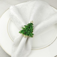 Anneaux de serviette arbre de noël vert méta pin