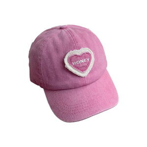 Gorra de Béisbol de 6 Paneles con Diseño de Dibujos Animados, Estilo Dulce Corazón, de Algodón, con Visera, para Niñas, Protección Solar, Estilo Primavera-Verano, Común - Product Image 1