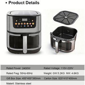Friteuse à air 15L avec écran couleur visible, moderne, en acier inoxydable, intelligente, multifonctionnelle, pour la maison, grande taille - Product Image 6