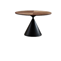 Mesa de Comedor Giratoria Moderna de Estilo Chino para Restaurantes, Fabricada con Madera y Metal Restaurados, Diseño Impermeable