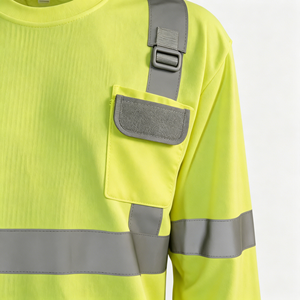 Hi Vis Work T-Shirt With Reflective Tape Cotton Drill Safety Shirt for Men - Product Image 4
