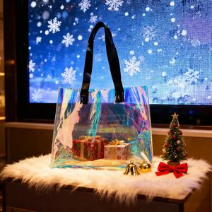 Grand sac fourre-tout holographique brillant en PVC avec poignée, parfait pour les emballages cadeaux, les festivals, les anniversaires, les mariages et les achats. - Product Image 5