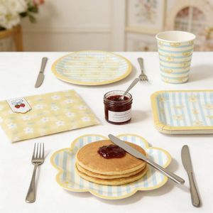 Service de table jetable de style designer, <span class=keywords><strong>vaisselle</strong></span> <span class=keywords><strong>jaune</strong></span> style nœud, pour hôtels et mariages, écologique et durable - Product Image 2