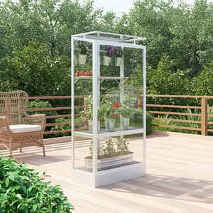 <span class=keywords><strong>Mini</strong></span> <span class=keywords><strong>serre</strong></span> écologique moderne avec base en acier et panneaux en verre trempé pour balcon domestique - Kit de petite <span class=keywords><strong>serre</strong></span> respectueux de la nature - Product Image 1