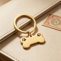 Porte-clés personnalisé avec logo, motif patte de chien ou os, breloques en métal vierges pour animaux de compagnie, médailles d'identification pour chien avec gravure laser