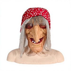 Máscara Divertida de Látex con Pañuelo Rojo para <span class=keywords><strong>Halloween</strong></span>, Disfraz de Anciana, Accesorios para Cosplay - Product Image 1