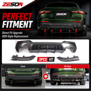 Difusor Trasero de 3 Piezas en Fibra de Carbono Real, Estilo 3D, para <span class=keywords><strong>BMW</strong></span> Serie 4 G22 G23 430i M440i Coupé Convertible, 2020+ - Product Image 5