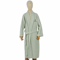 Peignoir de bain gaufré en coton de luxe pour hôtel et spa, avec col châle, promotionnel, unisexe, pour commande en gros, avec ceinture, vêtement de nuit