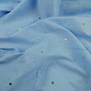 Usine directe en gros 100% coton <span class=keywords><strong>Double</strong></span> <span class=keywords><strong>gaze</strong></span> mousseline froissée tissu tissé avec étoile en feuille de ruban d'or pour filles garçons vêtements - Product Image 4
