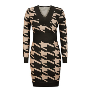 Nuevo Vestido Informal de Punto con Cuello en V para <span class=keywords><strong>Mujer</strong></span>, Talla Grande, Sexy, <span class=keywords><strong>Otoño</strong></span> <span class=keywords><strong>Invierno</strong></span> <span class=keywords><strong>2022</strong></span>, 100% Poliéster, ODM - Product Image 4