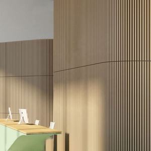 Panneaux acoustiques en MDF à lattes de bois modernes SANYUAN - Écologiques, 80% NRC, isolation acoustique, design incurvé pour la maison et le bureau - Product Image 1