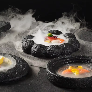 Piring es kering kreatif piring Salmon ikan Sashimi menyajikan bowlartistik konsepsi peralatan makan batu vulkanik piring presentasi - Product Image 1