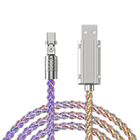 Cable de datos de codo giratorio transfronterizo para cable de carga tipo C 6A RGB Streamer 120W Cable de cargador súper rápido