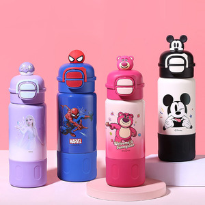 Botella de Agua Infantil de <span class=keywords><strong>Spiderman</strong></span>, Termo Aislado de Acero Inoxidable 316 con Doble Pajita para Beber - Product Image 1
