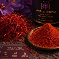 Extrait de Safran Naturel en Poudre, Complément Alimentaire à Base de Plantes, 0,3% Safranal, 5%/10% Crocine, Poudre Fine de Qualité Alimentaire, Double Extraction