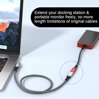 Cable de Extensión ULT-unite OEM Todo en Uno en Forma de L, USB-C a USB-C, 20 Gbps, 100 W, Carga Rápida, 4K, Tipo C, Cable de Datos