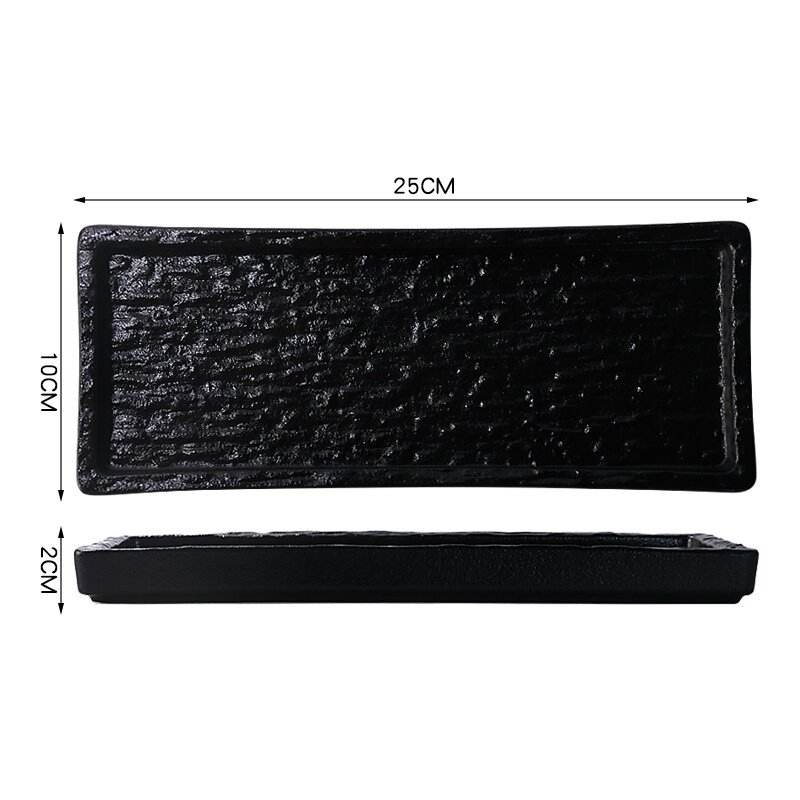 10inch sushi plate with edge - square black