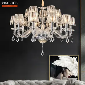 European modern luxury candle K9 crystal chandelier for home living dining room bedroom hotel wedding decoration pendant light