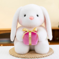 Peluche Lapin Personnalisé Tenant une Fleur avec Rembourrage en Coton PP, Animal en Peluche Confortable pour Enfants, Anti-Stress