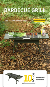 Barbecue portable pliable en acier inoxydable avec surface antiadhésive pour le <span class=keywords><strong>camping</strong></span> en plein air, les pique-niques, utilisation avec du bois comme combustible - Product Image 2