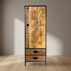 Industrial & Vintage Solid Wood & Iron Metal Living Room 2-Door Large Capacity <b>Storage</b> <b>Cabinet</b> - Product Image 3