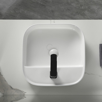 Lavabo en céramique de grande taille, de forme carrée, résistant aux hautes températures, pour comptoir de salle de bain
