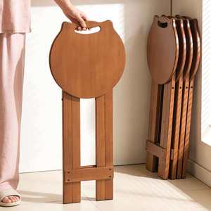 Tabouret de bar pliable en bois massif, rond, pliable, pour usage domestique, style minimaliste moderne - Product Image 3