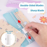 Cortador de Papel Mini A5, Portátil, Manual, de Plástico, para Estudiantes, Oficina, Manualidades, Fotos, con Regla