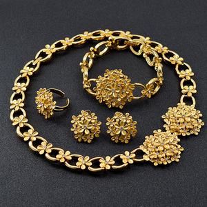 Parures de bijoux indiennes pour femmes, collier, boucles d'oreilles, bague, bracelet, ensemble de bijoux géométriques pour fiançailles, cadeau, ensemble de 4 pièces - Product Image 2