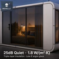 Maison capsule compacte de 13 m², série A, Space Pod, 1 lit, 1 salle de bain, structure en acier, mini-maison pour jardin, ADU, glamping