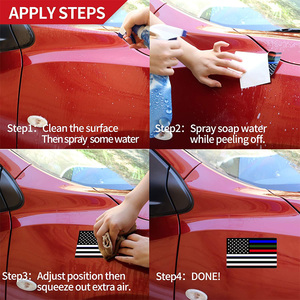 Calcomanía Personalizada de la Bandera Estadounidense con Línea Azul Delgada Reflectante de 3 Piezas - <span class=keywords><strong>5</strong></span> x 3 Pulgadas (12.7 x 7.62 cm) - Adhesivo de PVC para Automóvil para Apoyo - Product Image 5