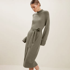 Maglione lavorato a maglia in lana di nuova moda vestito maglione lavorato a maglia Casual a mezza manica lunga da donna - Product Image 4