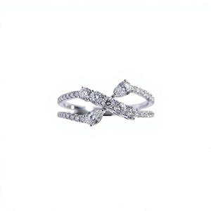 Wholesale 925 Sterling Silver 10K 14K 18K Solid Gold Lab Diamond Crossover Half Eternity Side <b>Stone</b> Wedding Ring Proposal Ring - Product Image 1