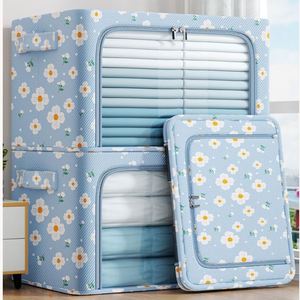 Household Clothes Sheets Storage Organizer Steel <b>Frame</b> Bin with Window - Product Image 1