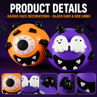 Collection de jouets à presser en silicone souple à montée lente, thème monstres d'Halloween, vente en gros, 4 styles de visages présentés