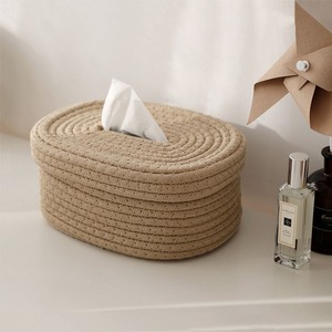 Cesta de almacenamiento de papel de cuerda de algodón de estilo nórdico MSH con tapa para restaurante - Product Image 6