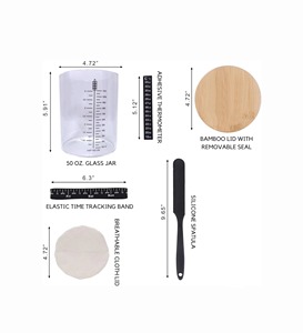 ชุดโหลแก้วสำหรับเริ่มทำขนมปังแบบปากกว้างที่ขูดแป้งพร้อมฝาไม้ไผ่ - Product Image 3