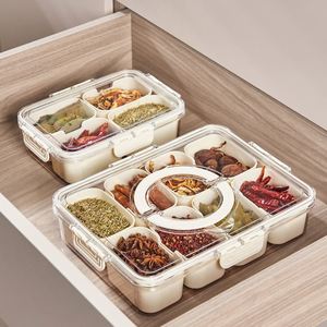 Boîte de rangement pour épices et condiments en plastique à 4 et 8 compartiments, design personnalisé, nouveau modèle, pour la cuisine - Product Image 1