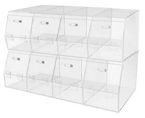 bespoke stackable acrylic candy display bin plexiglass cereal pet food storage organizer for market