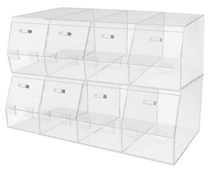 Bespoke stapelbar acryl süßigkeiten display bin plexiglas getreide tiernahrung lagerung organizer für markt