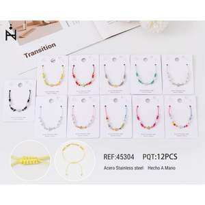 Stainless Steel <b>Beaded</b> <b>Bracelet</b> Set 12Pcs Handmade Fashion Jewelry For Gift Unisex Trendy Style - Product Image 1