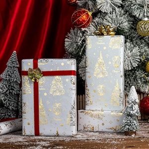 Luxurious winter-themed white-gold Christmas copperplate <b>paper</b> <b>packaging</b> with pinecone needle-like plant patterns - Product Image 2