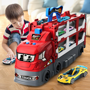 Camión de Juguete Transformable para Niños con 2 Coches de Metal Fundido, Modelo de Coche de Plástico Plegable para Transporte, Regalo para Niño - Product Image 1