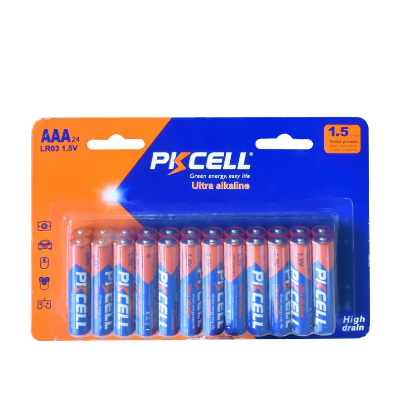 بطاريات قلوية عمر 10 سنوات PKCELL AAA 50 V ثلاثية بطارية قلوية تدوم طويلاً