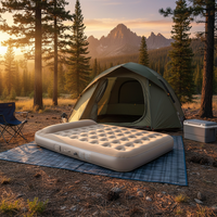 Matelas Gonflable Moderne Taille Queen En Gros avec Revêtement Floqué en PVC Pliable Portable Lit Gonflable Pompe Intégrée pour Chambre d'Hôtel
