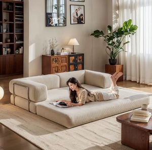 Sofá Cama Plegable Moderno de Pana y Franela, Convertible, Modular, Duradero, Cómodo y Compacto para Sala de Estar - Product Image 1