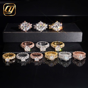 Anillos de Compromiso de Lujo para Mujer en Plata 925 con Moissanita, Corte Brillante Redondo, Engaste Pavé, Baño de Rodio, Estilo Corona - Product Image 3